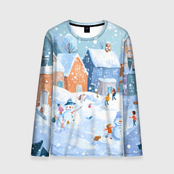 Лонгслив мужской Предновогодний день во дворе, цвет: 3D-принт