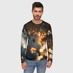 Лонгслив мужской Лошадка под новогодней елкой, цвет: 3D-принт — фото 2