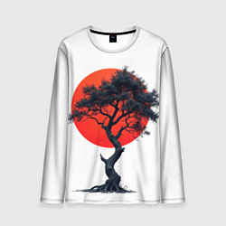Лонгслив мужской Японское дерево и солнце, цвет: 3D-принт