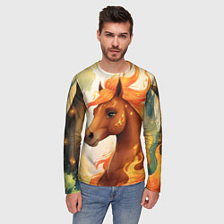Лонгслив мужской Милая огненная лошадь, цвет: 3D-принт — фото 2