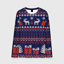 Мужской лонгслив Новогодний вязаный паттерн