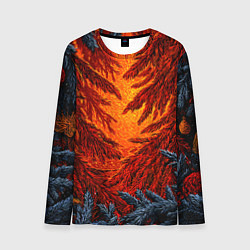 Лонгслив мужской Новогодние ветки елок, цвет: 3D-принт