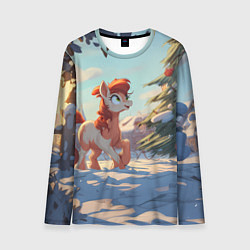 Лонгслив мужской Лошадка любуется елкой, цвет: 3D-принт
