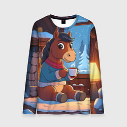 Лонгслив мужской Лошадка у камина, цвет: 3D-принт
