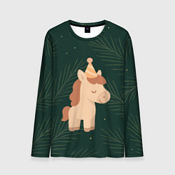 Лонгслив мужской Милая лошадка с колпаком, цвет: 3D-принт