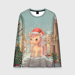Лонгслив мужской Маленькая новогодняя милая лошадка, цвет: 3D-принт