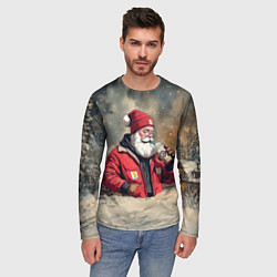 Лонгслив мужской Санта с капучино, цвет: 3D-принт — фото 2