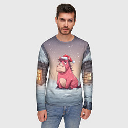 Лонгслив мужской Розовая новогодняя лошадка, цвет: 3D-принт — фото 2