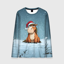 Мужской лонгслив Недовольная новогодняя лошадка