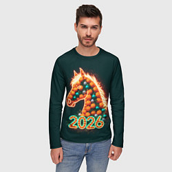 Лонгслив мужской Праздничная лошадь 2026, цвет: 3D-принт — фото 2