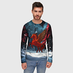 Лонгслив мужской Огненная лошадь с крыльями, цвет: 3D-принт — фото 2