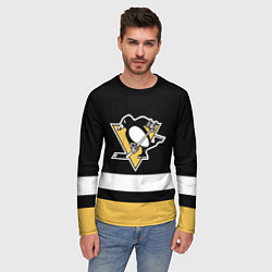 Лонгслив мужской Pittsburgh Penguins: Black, цвет: 3D-принт — фото 2