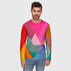 Лонгслив мужской Разноцветные полигоны, цвет: 3D-принт — фото 2
