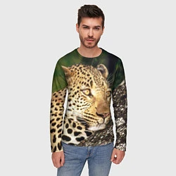 Лонгслив мужской Леопард в лесу, цвет: 3D-принт — фото 2