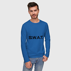 Лонгслив хлопковый мужской S.W.A.T цвета синий — фото 2
