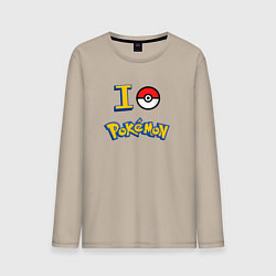 Лонгслив хлопковый мужской Покемон I love pokemon, цвет: миндальный