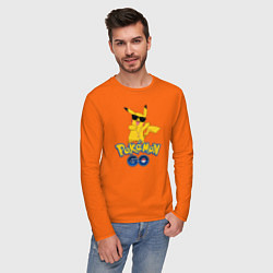 Лонгслив хлопковый мужской Pokemon GO цвета оранжевый — фото 2