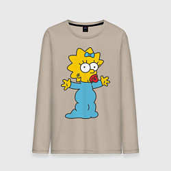 Лонгслив хлопковый мужской Maggie Simpson, цвет: миндальный