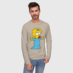 Лонгслив хлопковый мужской Maggie Simpson, цвет: миндальный — фото 2