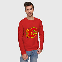 Лонгслив хлопковый мужской Calgary Flames, цвет: красный — фото 2