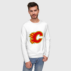 Лонгслив хлопковый мужской Calgary Flames, цвет: белый — фото 2