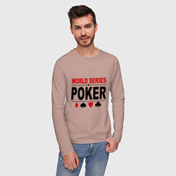 Лонгслив хлопковый мужской World series of poker, цвет: пыльно-розовый — фото 2