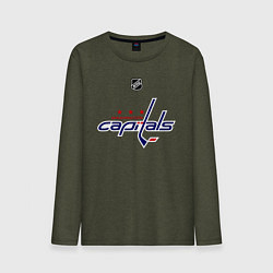 Лонгслив хлопковый мужской Washington Capitals: Ovechkin 8 цвета меланж-хаки — фото 1