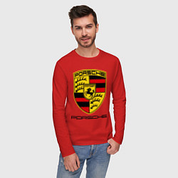 Лонгслив хлопковый мужской Porsche Stuttgart, цвет: красный — фото 2