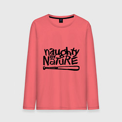 Лонгслив хлопковый мужской Naughty by nature, цвет: коралловый