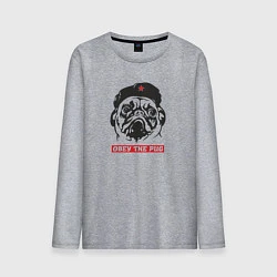 Лонгслив хлопковый мужской Obey the pug, цвет: меланж