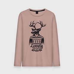 Лонгслив хлопковый мужской Lovely Sweater: with men, цвет: пыльно-розовый