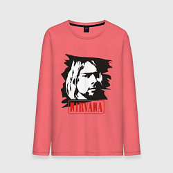 Лонгслив хлопковый мужской Nirvana: Kurt Cobain, цвет: коралловый