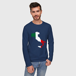Лонгслив хлопковый мужской Италия (Italy), цвет: тёмно-синий — фото 2