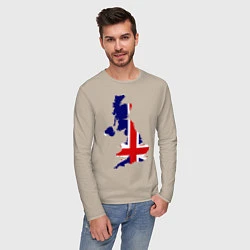Лонгслив хлопковый мужской Великобритания (Great Britain), цвет: миндальный — фото 2