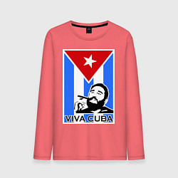 Лонгслив хлопковый мужской Fidel: Viva, Cuba!, цвет: коралловый