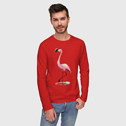 Лонгслив хлопковый мужской Гордый фламинго, цвет: красный — фото 2