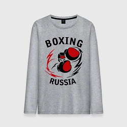 Лонгслив хлопковый мужской Boxing Russia Forever, цвет: меланж