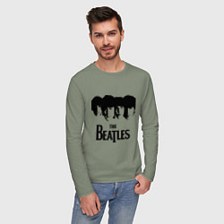 Лонгслив хлопковый мужской The Beatles: Faces, цвет: авокадо — фото 2