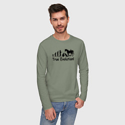 Лонгслив хлопковый мужской Настоящая эволюция, цвет: авокадо — фото 2