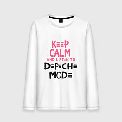 Лонгслив хлопковый мужской Keep Calm & Listen Depeche Mode, цвет: белый