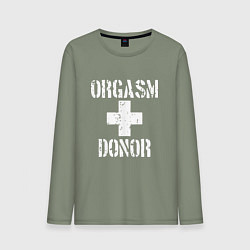Лонгслив хлопковый мужской Orgasm + donor, цвет: авокадо