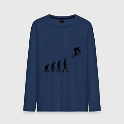 Лонгслив хлопковый мужской Эволюция лыжник, цвет: тёмно-синий