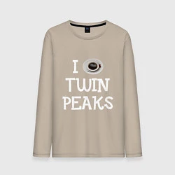 Лонгслив хлопковый мужской I love Twin Peaks, цвет: миндальный