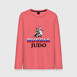 Лонгслив хлопковый мужской Russia judo, цвет: коралловый