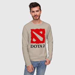 Лонгслив хлопковый мужской Dota 2: Logo, цвет: миндальный — фото 2