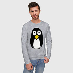 Лонгслив хлопковый мужской Милый пингвин, цвет: меланж — фото 2