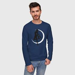 Лонгслив хлопковый мужской Луна, цвет: тёмно-синий — фото 2