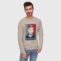 Лонгслив хлопковый мужской Bowie Poster, цвет: миндальный — фото 2