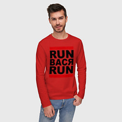Лонгслив хлопковый мужской Run Вася Run, цвет: красный — фото 2