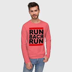 Лонгслив хлопковый мужской Run Вася Run, цвет: коралловый — фото 2